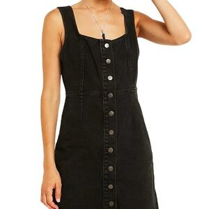 Urban Outfitters Button Front Denim Midi Dress in Black size 6